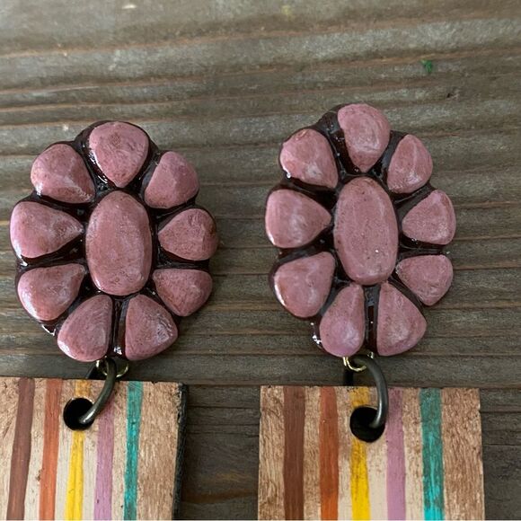 NEW Sookie Sookie Artist Made 70s Retro Disco Boho Earrings - Picture 4 of 5